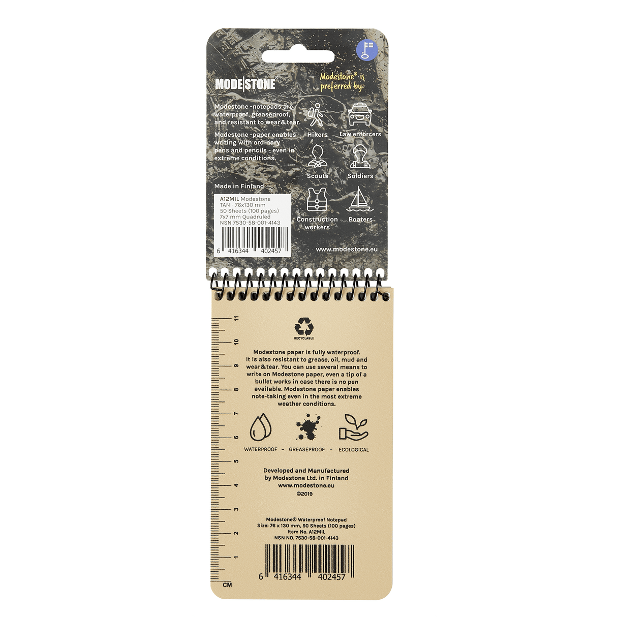 TOP SPIRAL NOTEPAD 76 X 130 MM - NATO